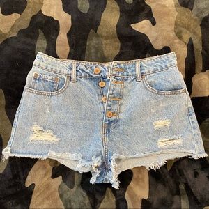 Mid Rise Denim Shorts